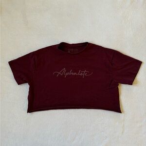 Small Burgundy Alphalete Cropped Lifestyle Fit Short Sleeve Top